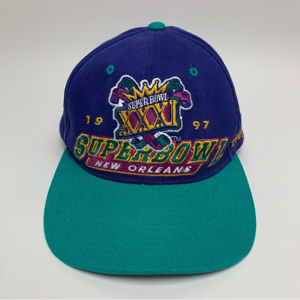 Vintage Starter Hat Super Bowl XXXI New Orleans 1997 Patriots Packers SnapBack